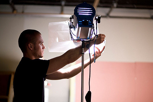 Skanda crew lighting a set